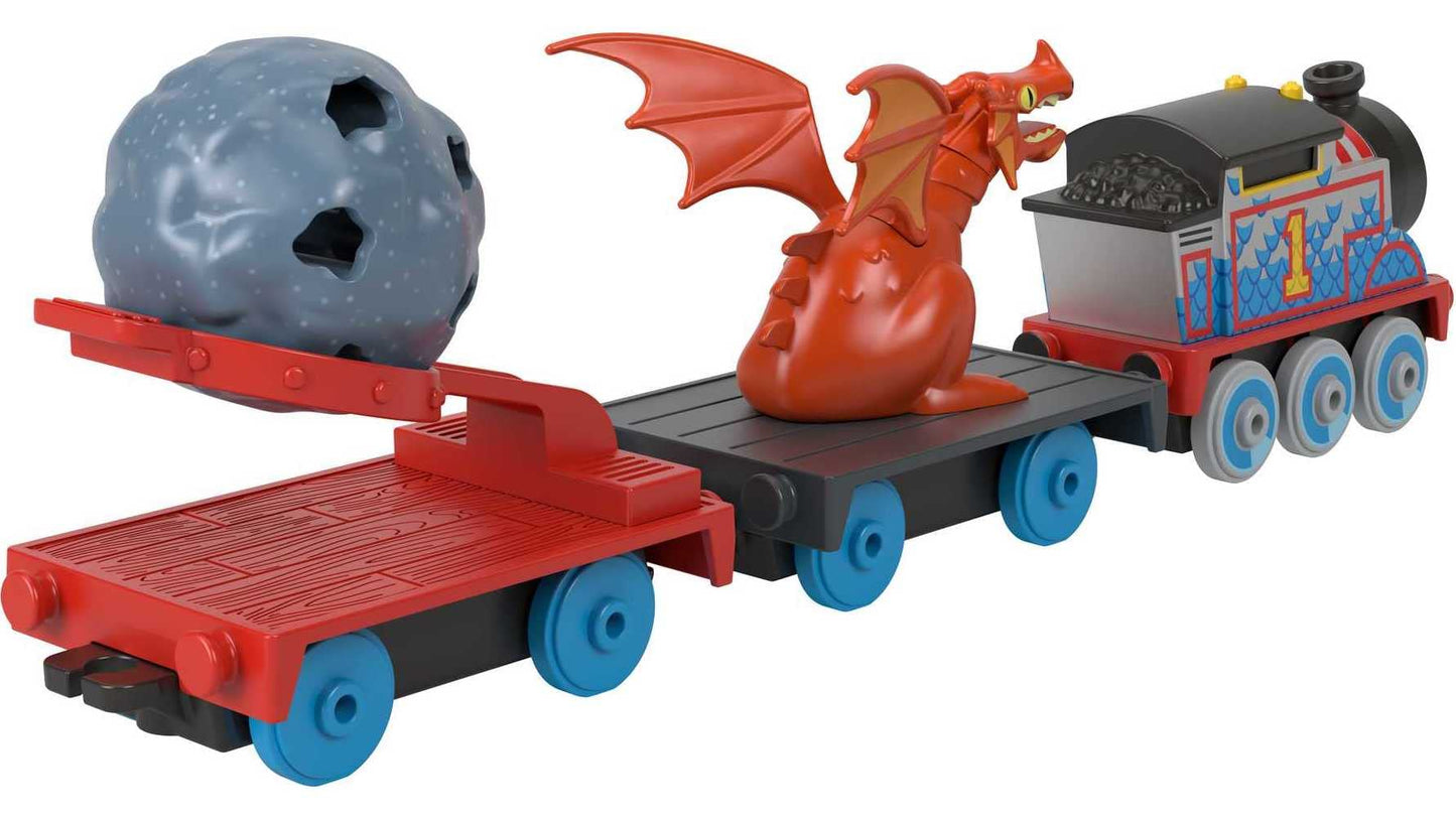 Thomas & Friends Diecast Toy Train Medieval Thomas Push-Along Engine with Boulder Launcher for Preschool Kids Ages 3+ Years
