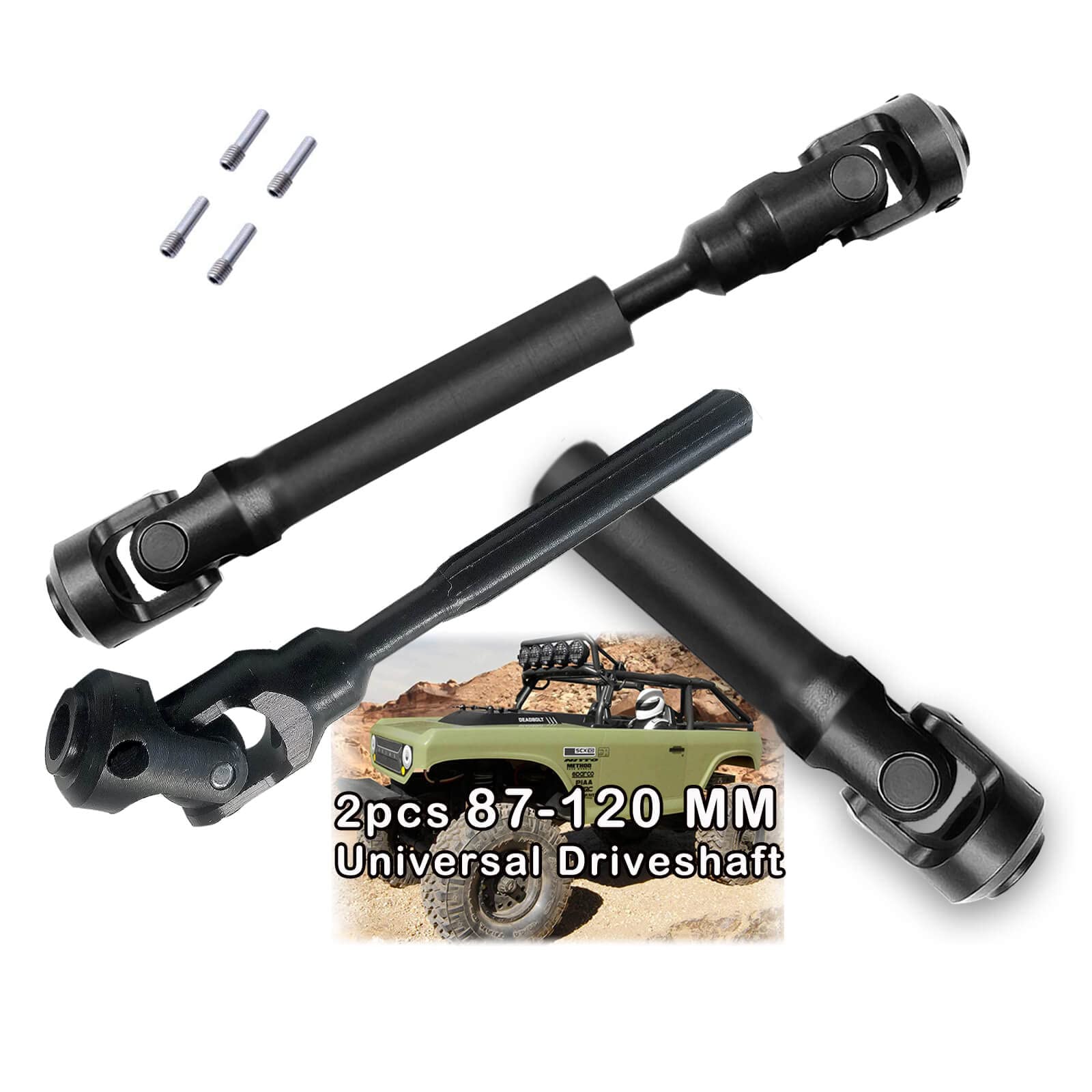 2Pcs Rc Drive Shaft 87-122Mm For 1/10 Scx10,Scx10-Ii Rtr,(87-122Mm)