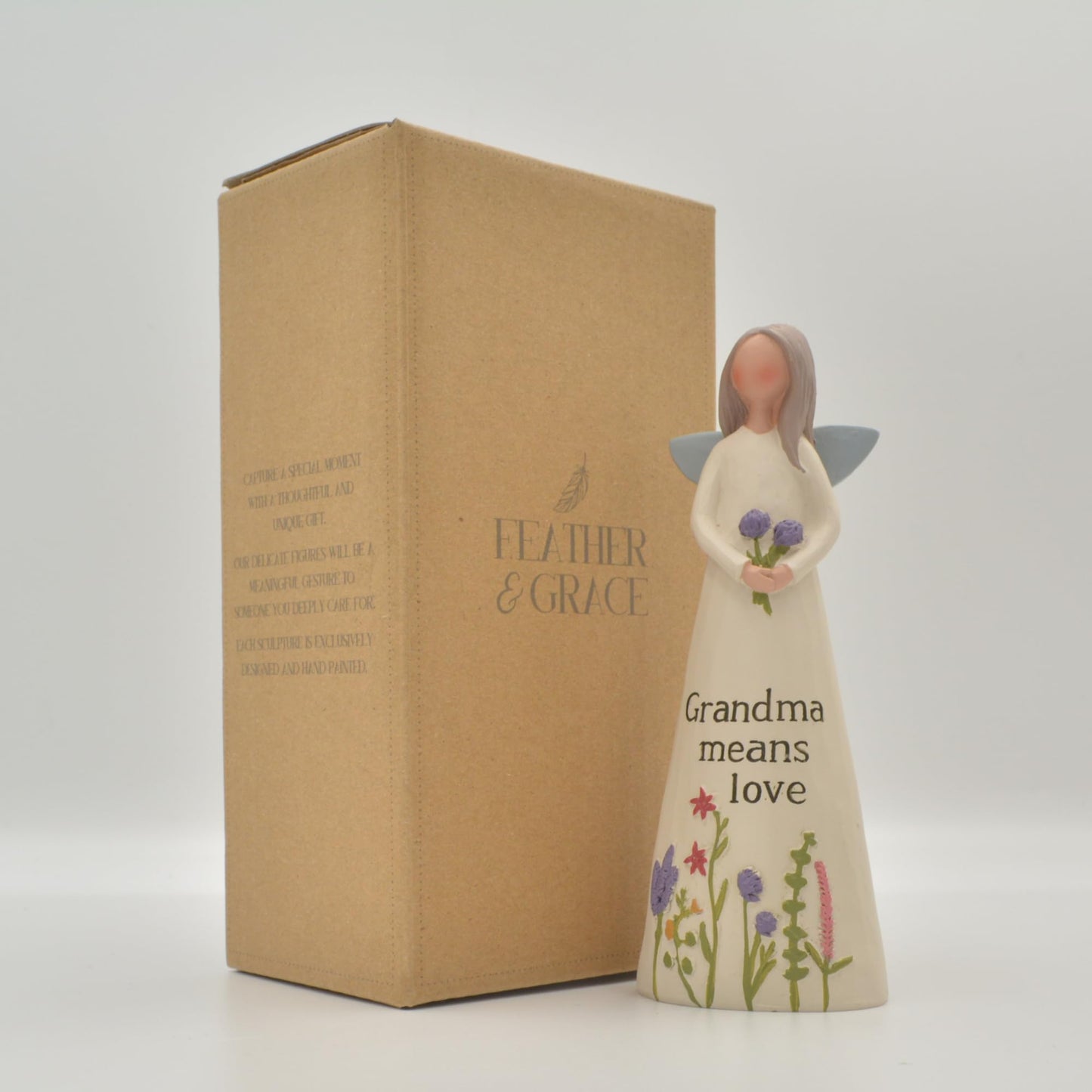 Blossom Bucket Feather & Grace Hand Painted Resin Decorative Figurine - Grandma Means Love Figurine