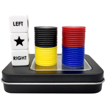 Ahoper Left Right Center Dice Game Prime Set With 3 Dices + 40 Chips.Left On The Product Means Pass 1 Chip To The Left, Right On The Product Means Pass 1 Chip To The Right.(4 Mixed Colors)
