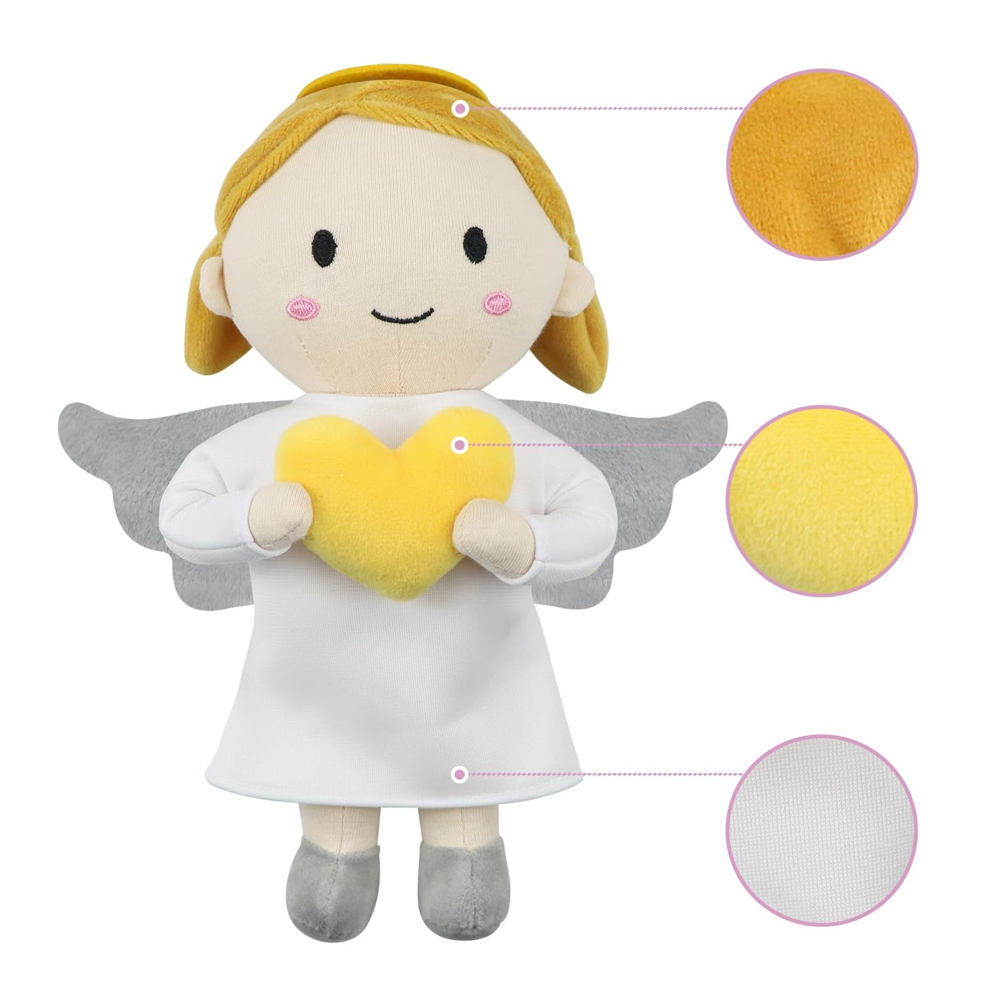 Free-Space Angel Plush Doll Boy/Girl Baptism Gifts Guardian Angel Doll Toy (Angel Doll (Girl))