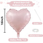Baby Pink Heart Balloons, 18 Inch Pink Heart Balloons, 12Pcs Large Pearl Pink Heart Shape Mylar Balloons, Pastel Pink Helium Foi