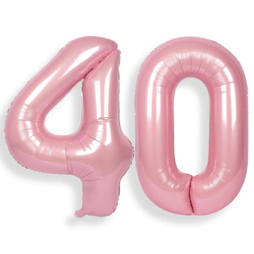 Suwen 40 Inch Large Pink 40 Balloon Numbers Big Foil Helium Number Balloons 0-9 Jumbo Happy 40Th Mylar Birthday Party Decoration
