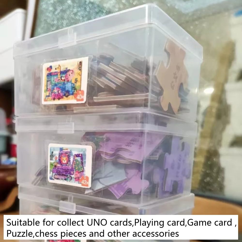 Dkaovh 2Pcs Plastic Game Card Storage Box, Uno Card Case, Playing Card Box, High Capacity Playing Card Case (No Cards)