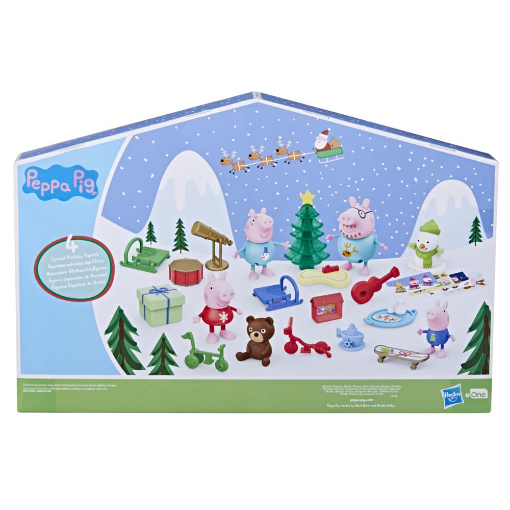 Peppa Pig Peppas Kids Advent Calendar, Contains 24 Surprise Toys, 4 Holiday Peppa Pig Family Figures; Ages 3 And Up