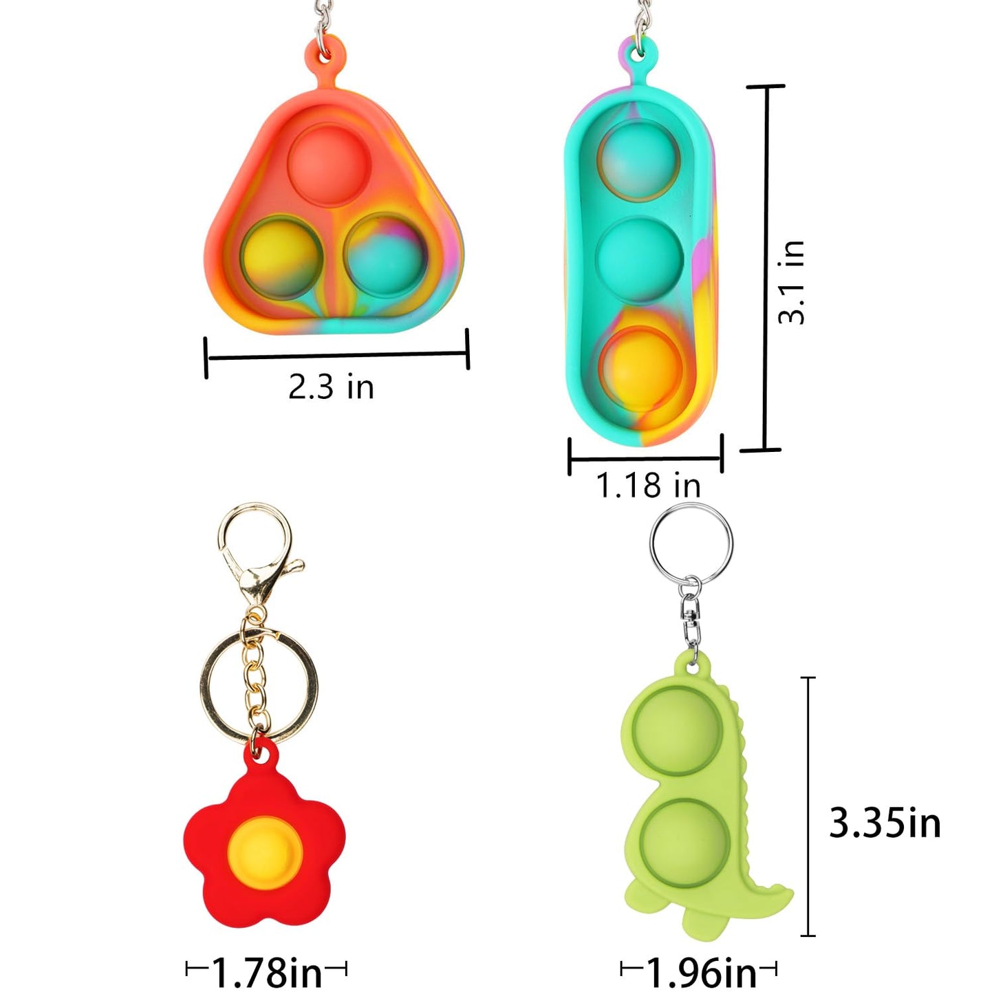 Cucue Simple Fidget Pop Toys - Portable, Calming Sensory Hand Toys For Fun & Stress Relief - Soft & Flexible Silicone Materials Keychain - Durable Poppers For Kids & Adults