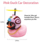 Wonuu Pink Duck Car Dashboard Decorations Rubber Duck Car Ornaments Cool Duck With Propeller Helmet Sunglasses Gold Chain (Snail)