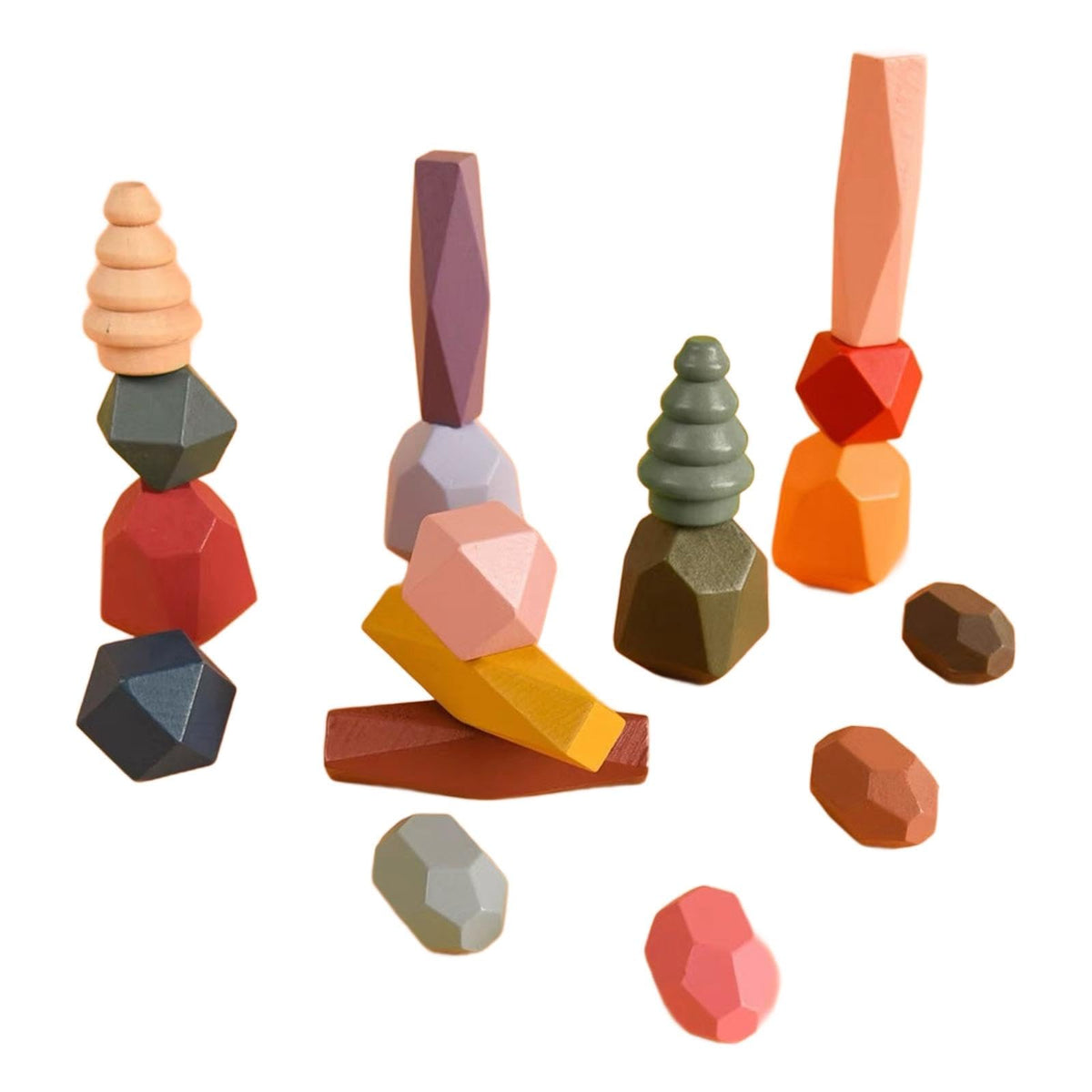 Loom Tree Wooden Sorting Stacking Stones Fine Motor Skill Stacking Toys For Boys Girls 18 Pieces | Toys For Baby | Developmental