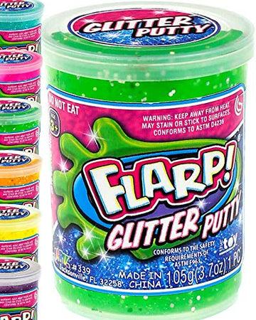 Ja-Ru Flarp Glitter Putty Scented Noise Putty (1 Unit Assorted Color) Squishy Shine Rainbow Glitter Sparkling Colors, Noise Putty Slime, Stress Toy Party Favors For Kids Boys And Girls. 339-1A