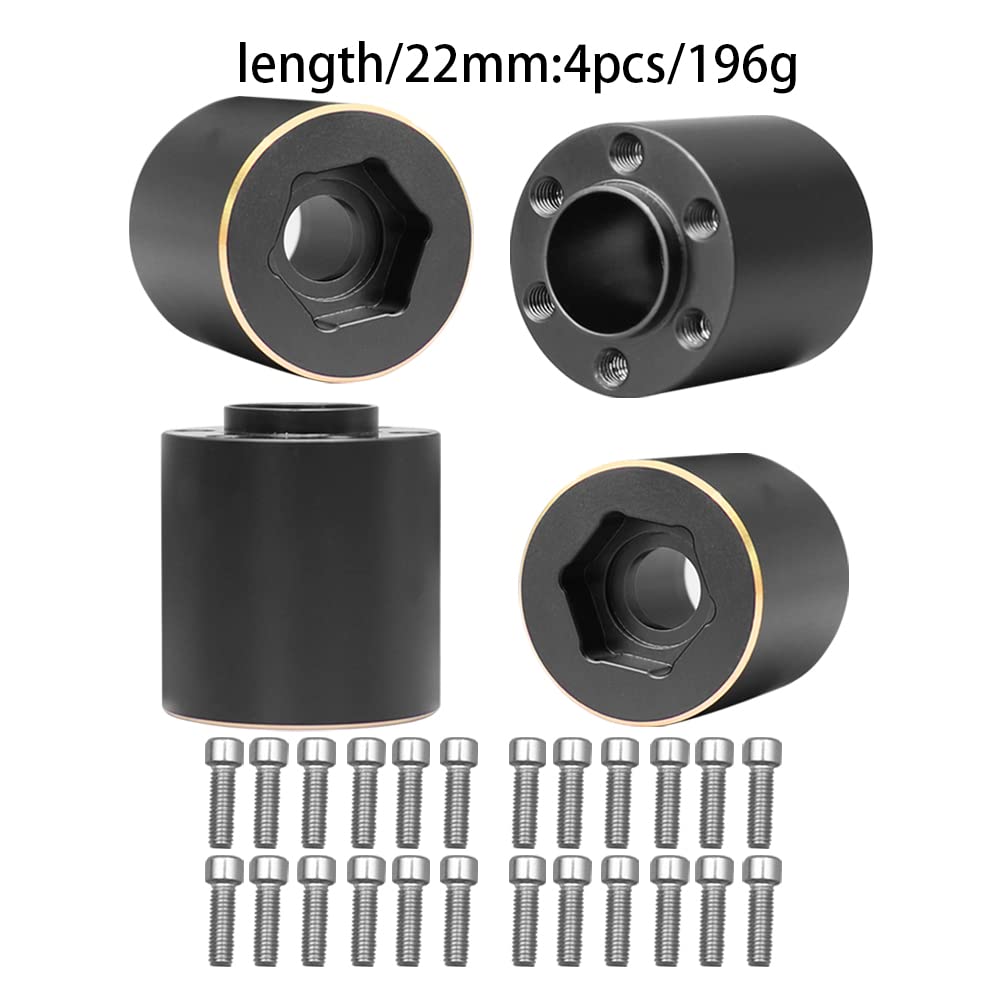 MUHIKRT Brass Weights 6mm 9mm 12mm 15mm 22mm Wheel Hex Hub Widen Adapter for 1/10 RC Crawler 1.9 2.2 Wheels Rims SCX10 TRX4 (22m