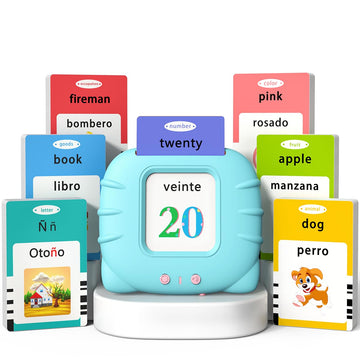 Kidzdo Spanish And English Audible Toys, Bilingual Espaol/English Talking Flash Cards With Music For Preschool,Kindergarten Todd