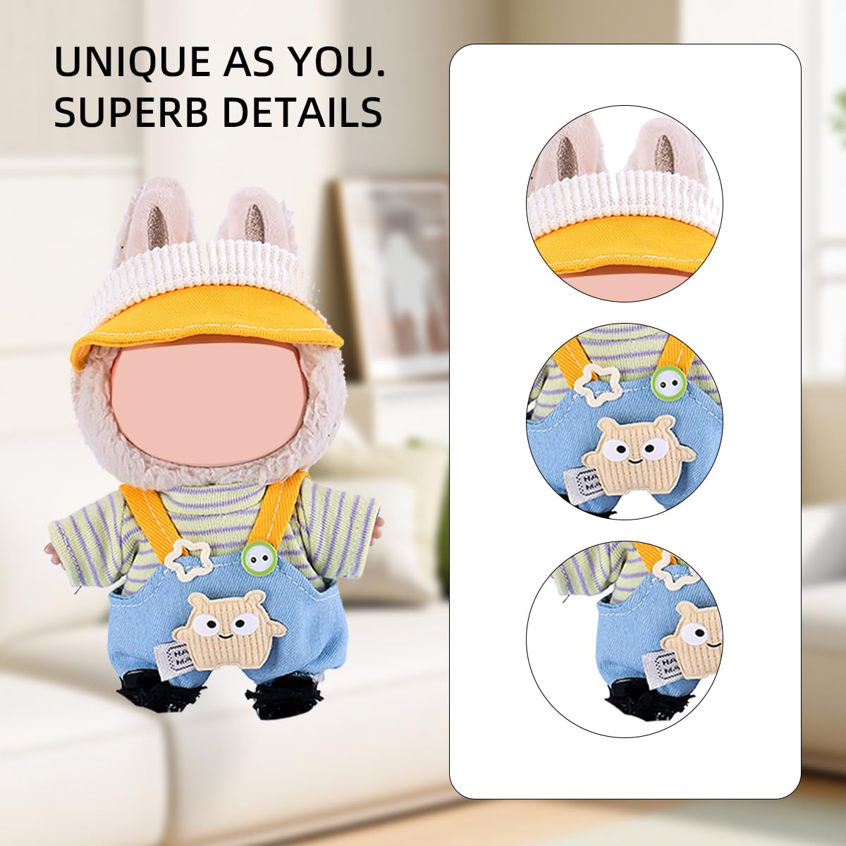 17cm Doll Clothes Set  enhanced Jeans & Knitted Sweater Outfit for 17cm 15cm Dolls  Cute Dress Up Fashion  No Doll Included (Star  17cm/15cm)