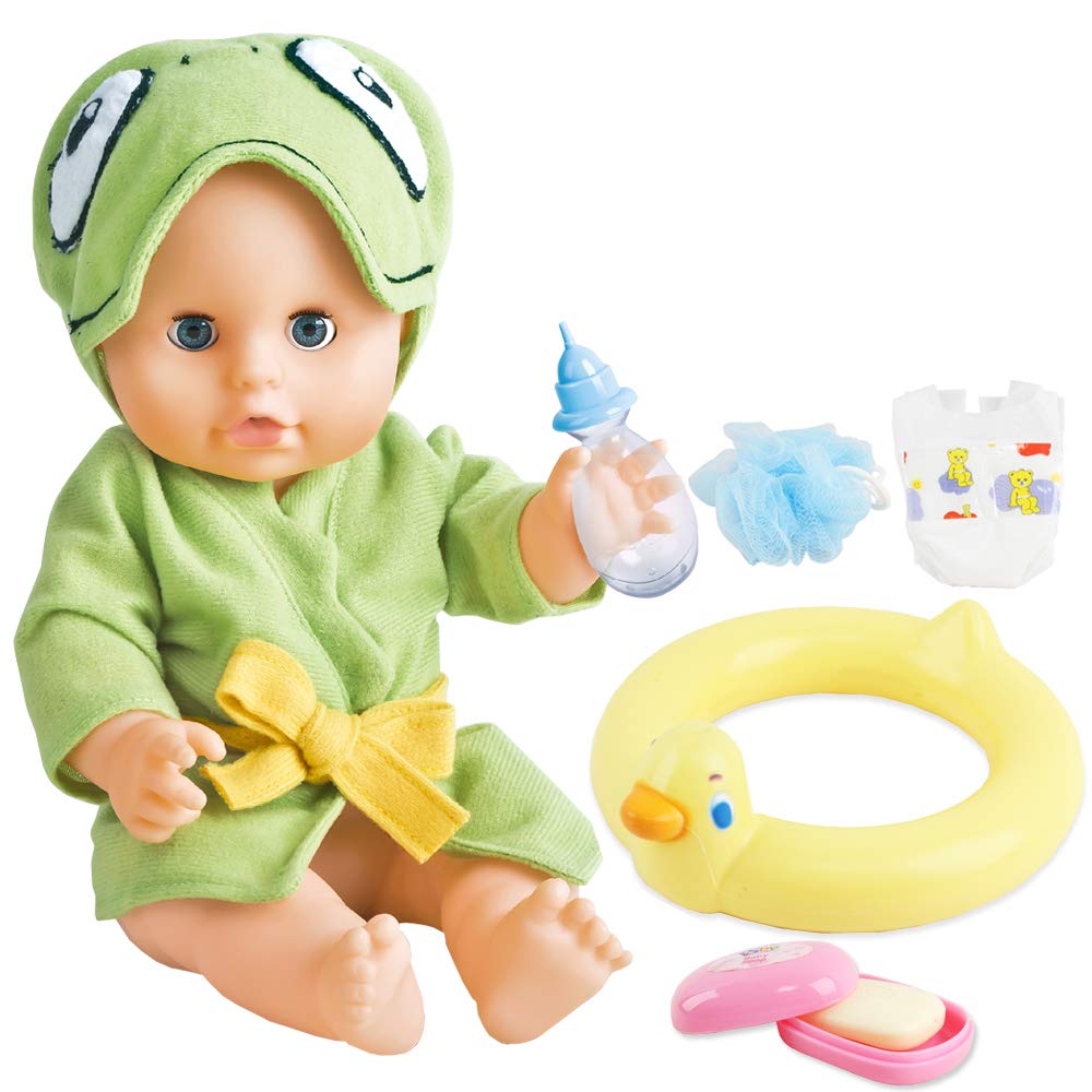 Deao Baby Doll Set,Bathtime Baby Doll 6 Pcs Accessories For Kids