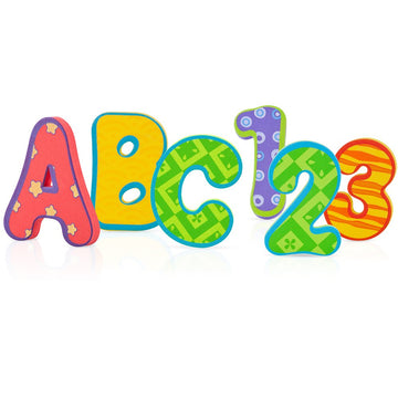 Nuby Floating Bath Tub Alphabet And Number Set, Soft Foam Educational Waterproof Letters And Numbers Toy, 36 Pieces