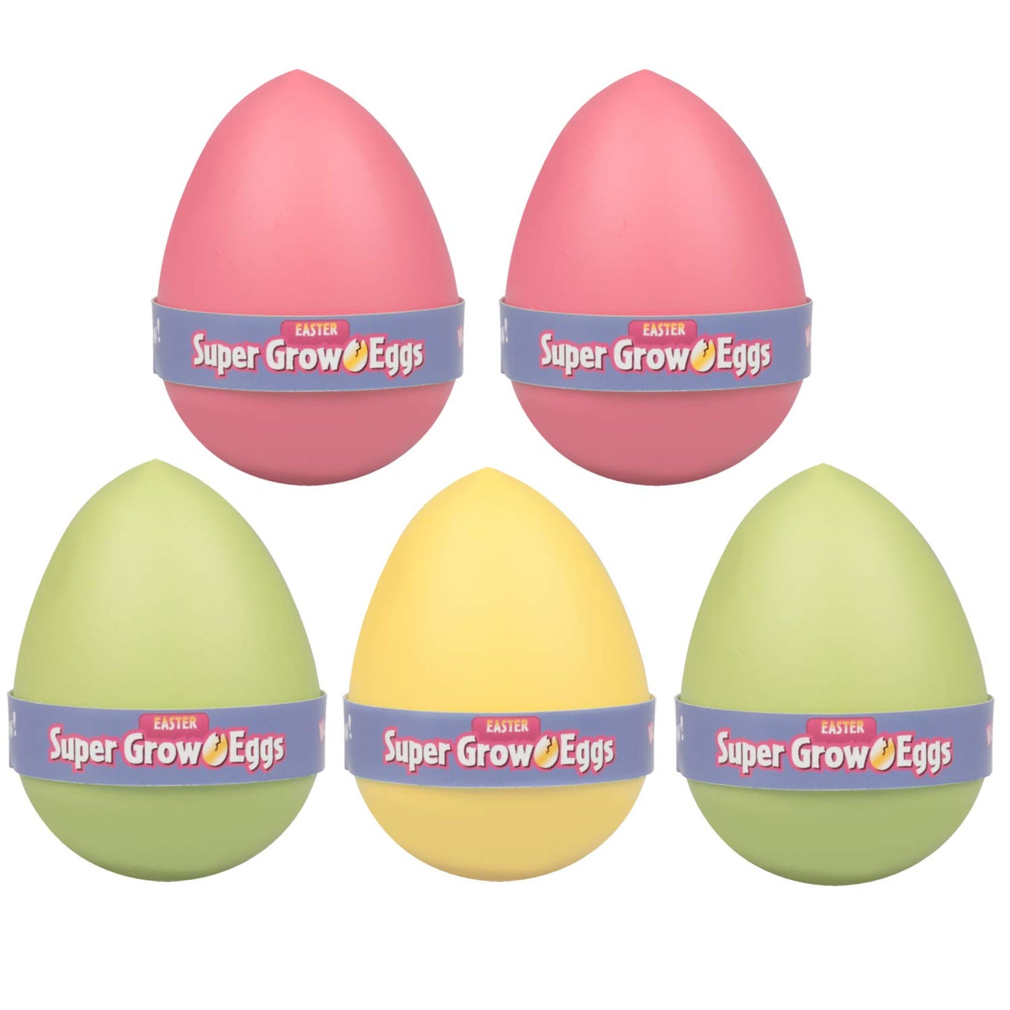 Super Grow Easter Eggs For Kids- 5 Pack- Watch Them Hatch- 3 Different Surprise Animals That Expand 5-6X Size In Water- Bunny, Chick Or Duck- Great For Basket Stuffers, Egg Hunts, And Spring Gifts