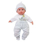 Jc Toys | Berenguer Boutique | Baby Doll Outfit | Gray Striped Long Onesie With Headband, And Booties | Ages 2+ | Fits Dolls 14'- 16'