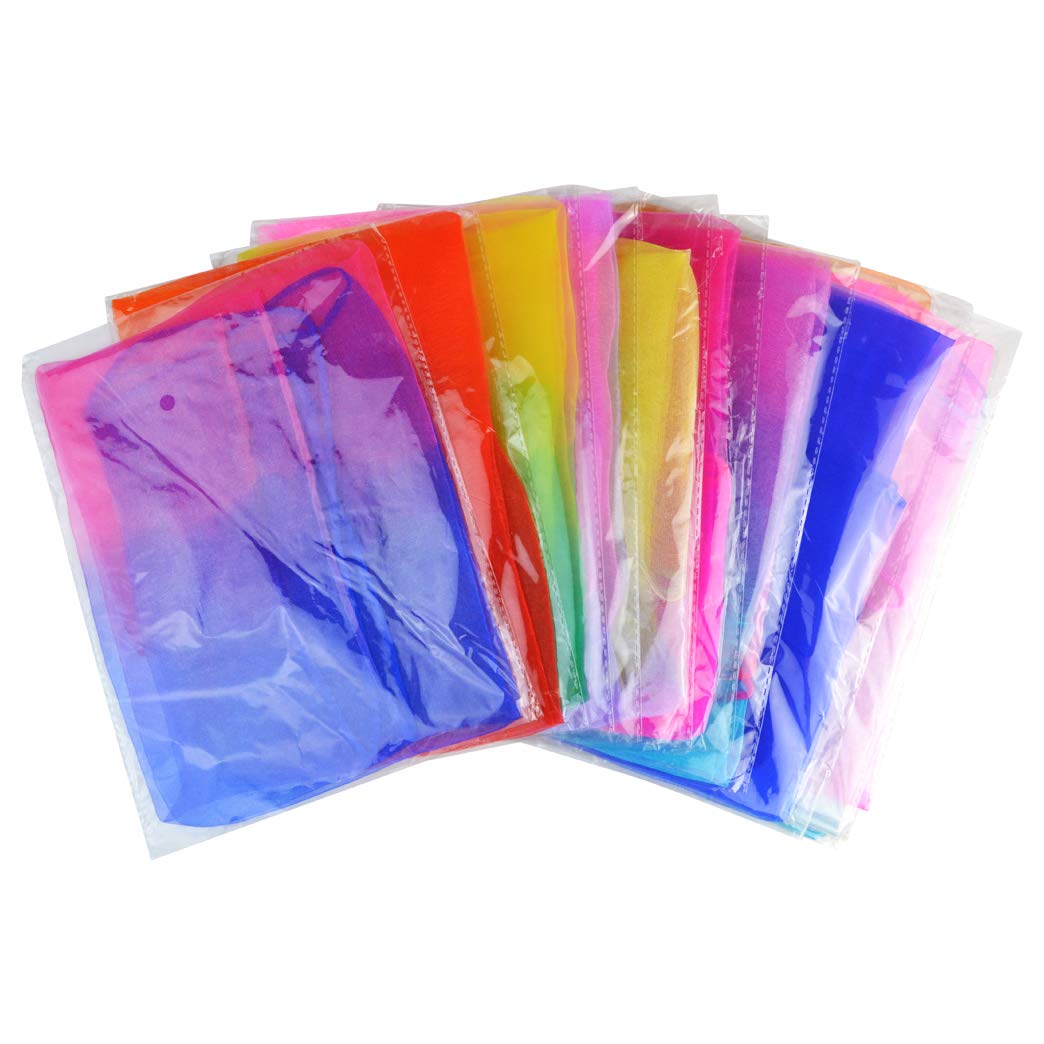 Tayfremn 28Pcs Dance Scarves, Square Juggling Silk Dance Scarves Play Scarves Movement Scarves Magic Tricks Performance Props Accessories 24 By 24 Inches,14 Color