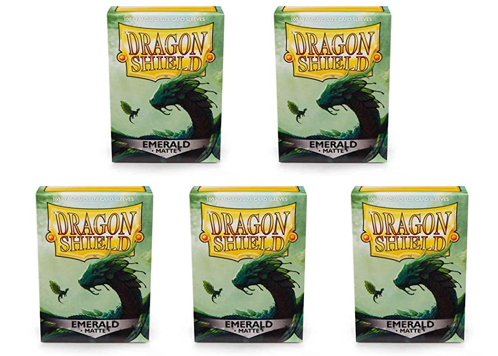 5 Packs Dragon Shield Matte Emerald Standard Size 100 Ct Card Sleeves Value Bundle!
