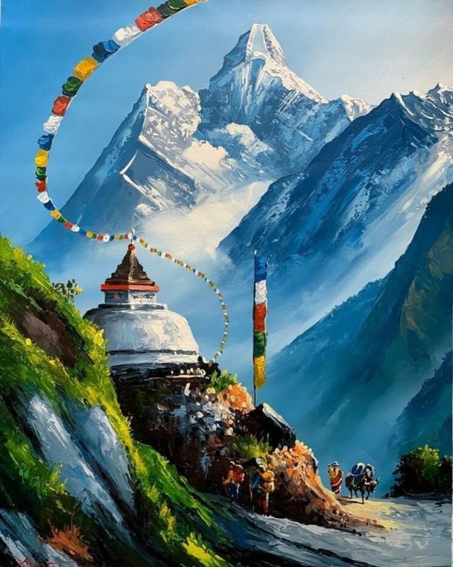 Tulip N Turtle Snow Flag Path Diy Acrylic Paint By Number Kit For Adults Beginner Canvas Painting By Number Acrylic Painting. Wa