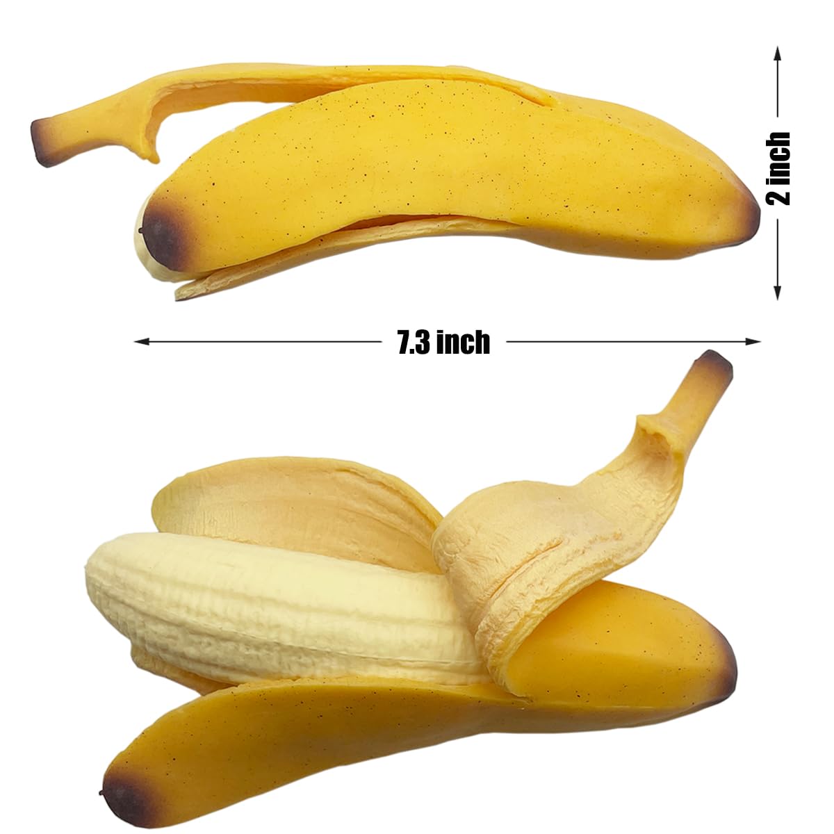 Eutreec Squishy Banana Squeeze Toys, Soft TPR, 2-Pack, Peeled Banana, Stress Relief for Kids and Adults