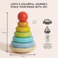 Le Toy Van - Wooden Rainbow Stacker | Girl & Boy 7 Piece Rainbow Wobbling Ring Stacker - Suitable for 18+ Months
