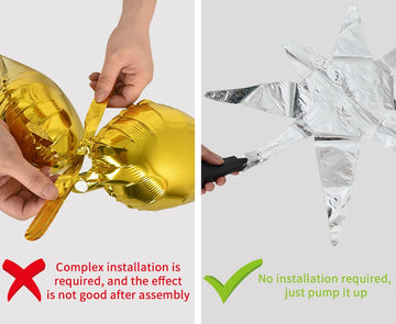 Toniful 4 Pcs 22Inch 4D Huge Silver Star Balloons Explosion Star Mylar Foil Balloons For Party Supplies Backdrop Christmas,New Y