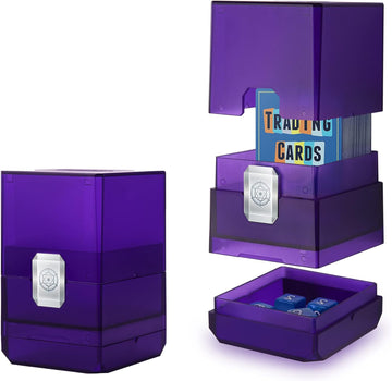 Sooez Deck Card Box for MTG with Dice Storage, 100+ Deck Case Boulder, Perfect Deck Holder for MTG Commander, Purple