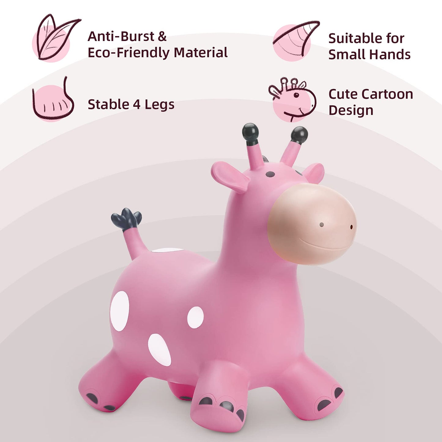 EVERICH TOY Giraffe Bouncy Horse Hopper for Toddlers  Bouncy Animals Jumping Horse  Inflatable Ride on Bouncer Hopping Toys Gifts for Boys and Girls 18 Months 2 3 4 5 6 Years Old