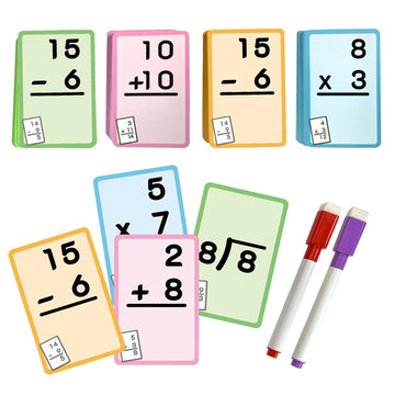 4 Packs Of 144 Pcs Multi Math Flash Cards, Math Manipulatives Addition Subtraction Multiplication Division Flashcards With 2 Dry