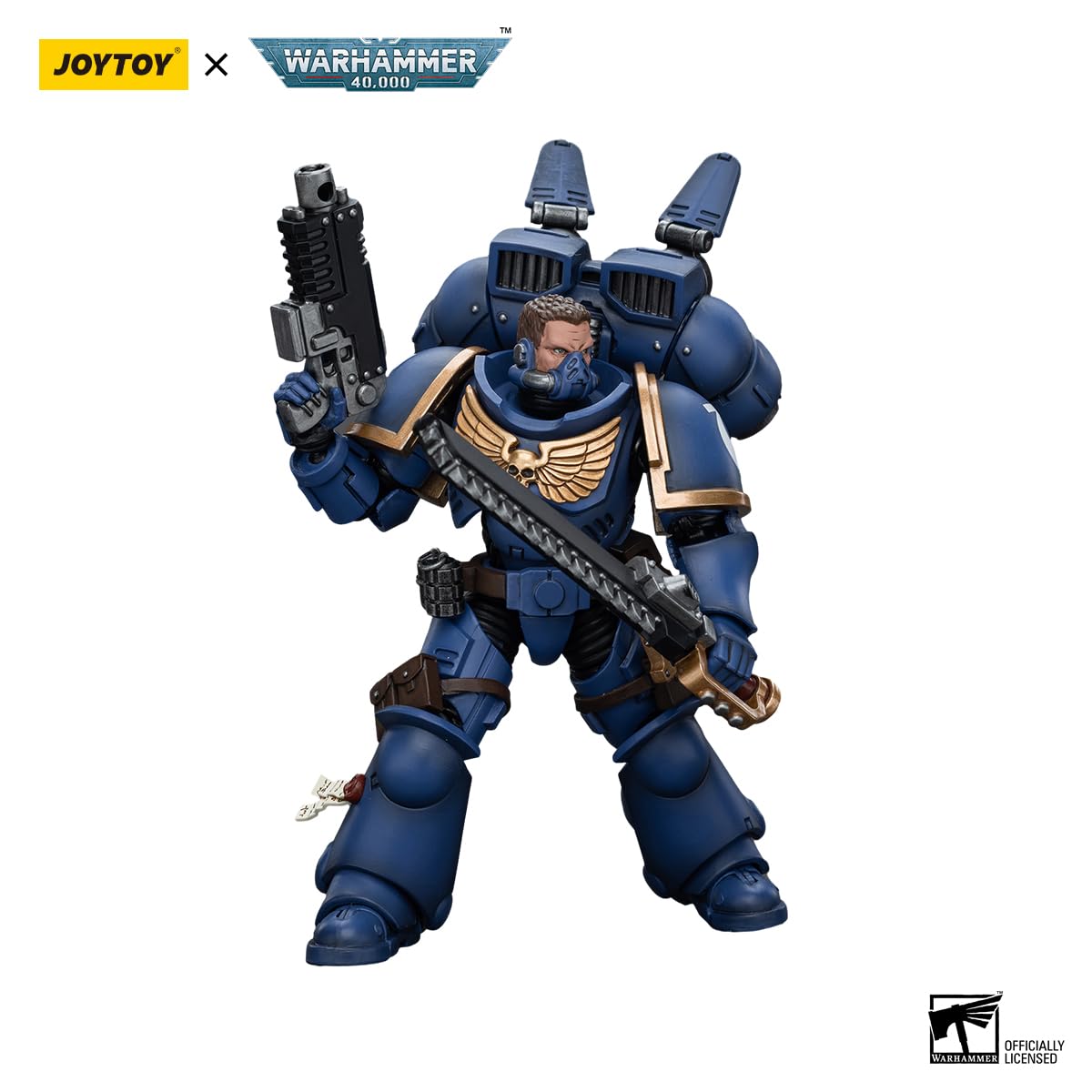 Joytoy Warhammer 40K Space Marines Ultramarines Jump Pack Intercessors Intercessor 1, 1:18 Scale Action Figure Mecha Joy Toy Col