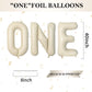 Biapian 40 Inch One Letter Balloons, Big Cream One Foil Balloons, 3 Pcs Giant Foil Large Aluminum Balloon Helium For Anniversary