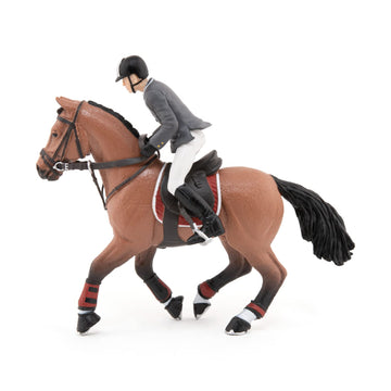 Papo - Hand-Painted - Figurine - Horses,Foals And Ponies - Competition Horse With Rider-51561 - Collectible - For Children - Suitable For Boys And Girls - From 3 Years Old