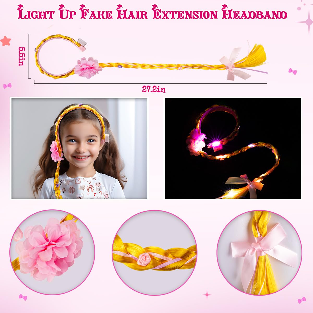 Meland Pink Princess Dress Up For Girls, Dress Up Clothes For Little Girls Pretend Play(Xl,9-10 Years)
