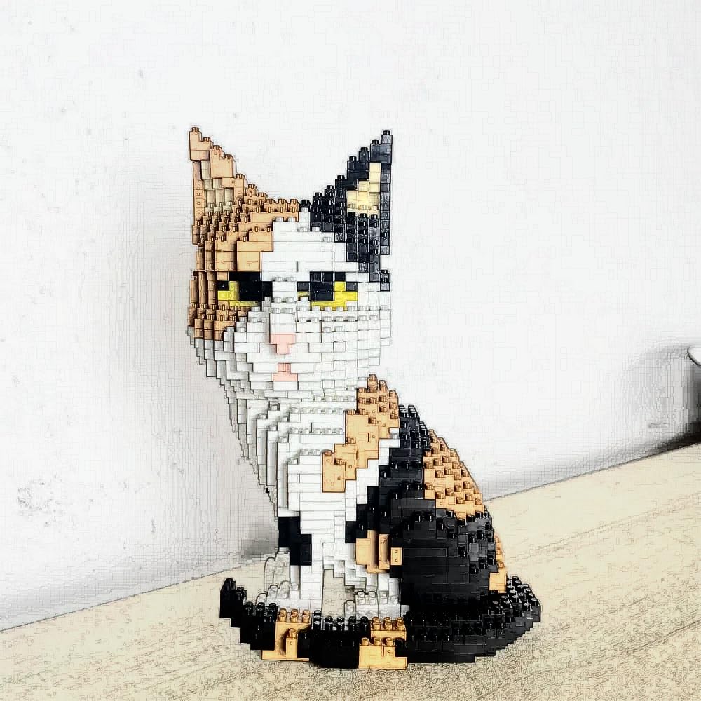 alltogetho Calico Cat Micro Mini Building Block Set - Pet Model - Plastic Toy for Cat Lovers