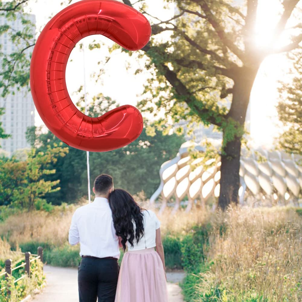 Toniful 40 Inch Large Bright Red Letter Balloons A-Z, Giant Jumbo Helium Foil Mylar Big Letter C Balloons For Birthday Party Ann