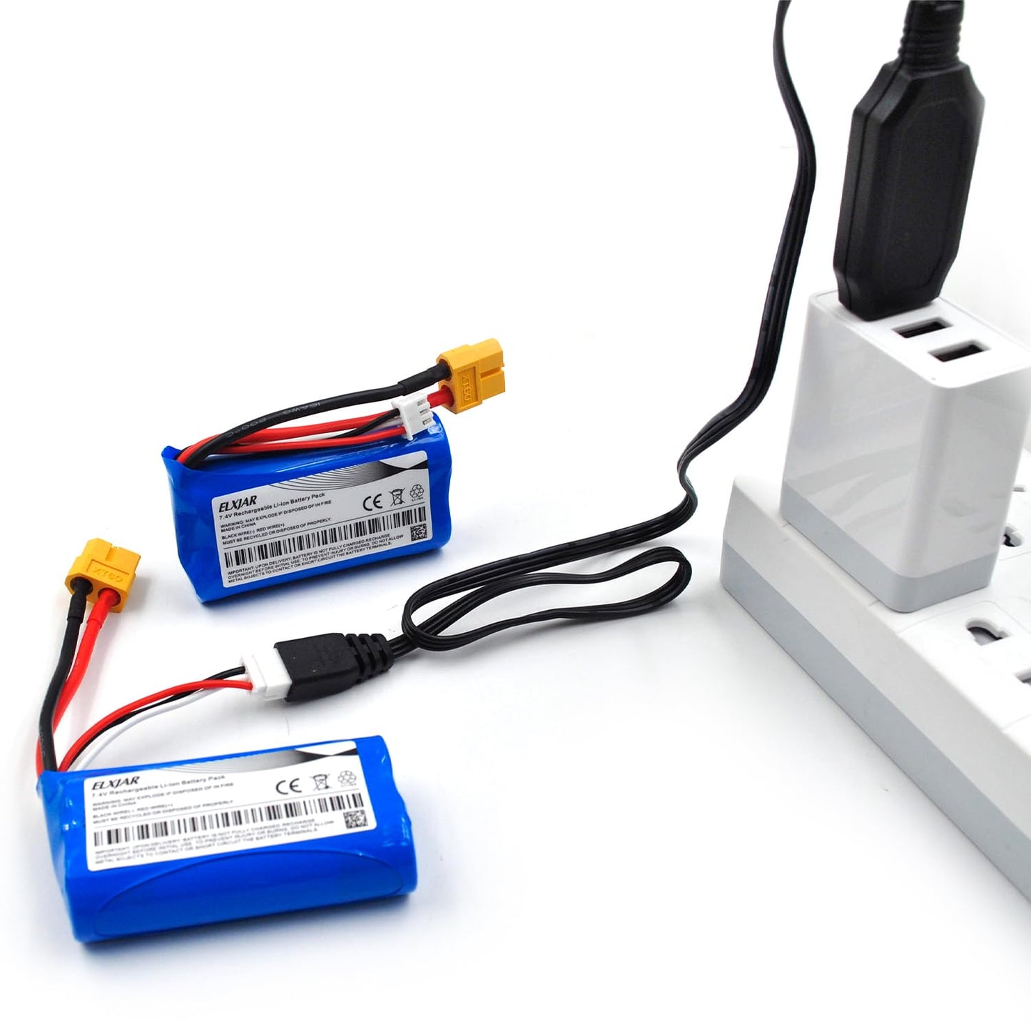 Coonyard (4-Pack) 7.4V 1500mAh Li-ion Battery with XT60 Connector Replacement for AWG Silicone Wire 2S, RC Stable Resistance RC