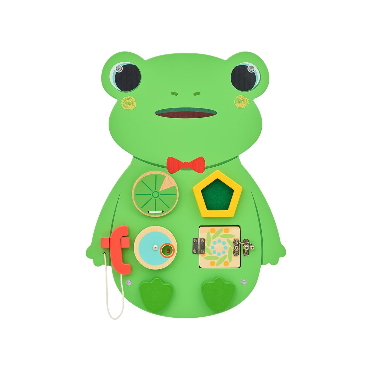 Monlurd Wooden Frog Sensory Wall Toy, Busy Board For Toddlers, Montessori Sensory Wall Panel For Kids, Ideal For Classroom, Play