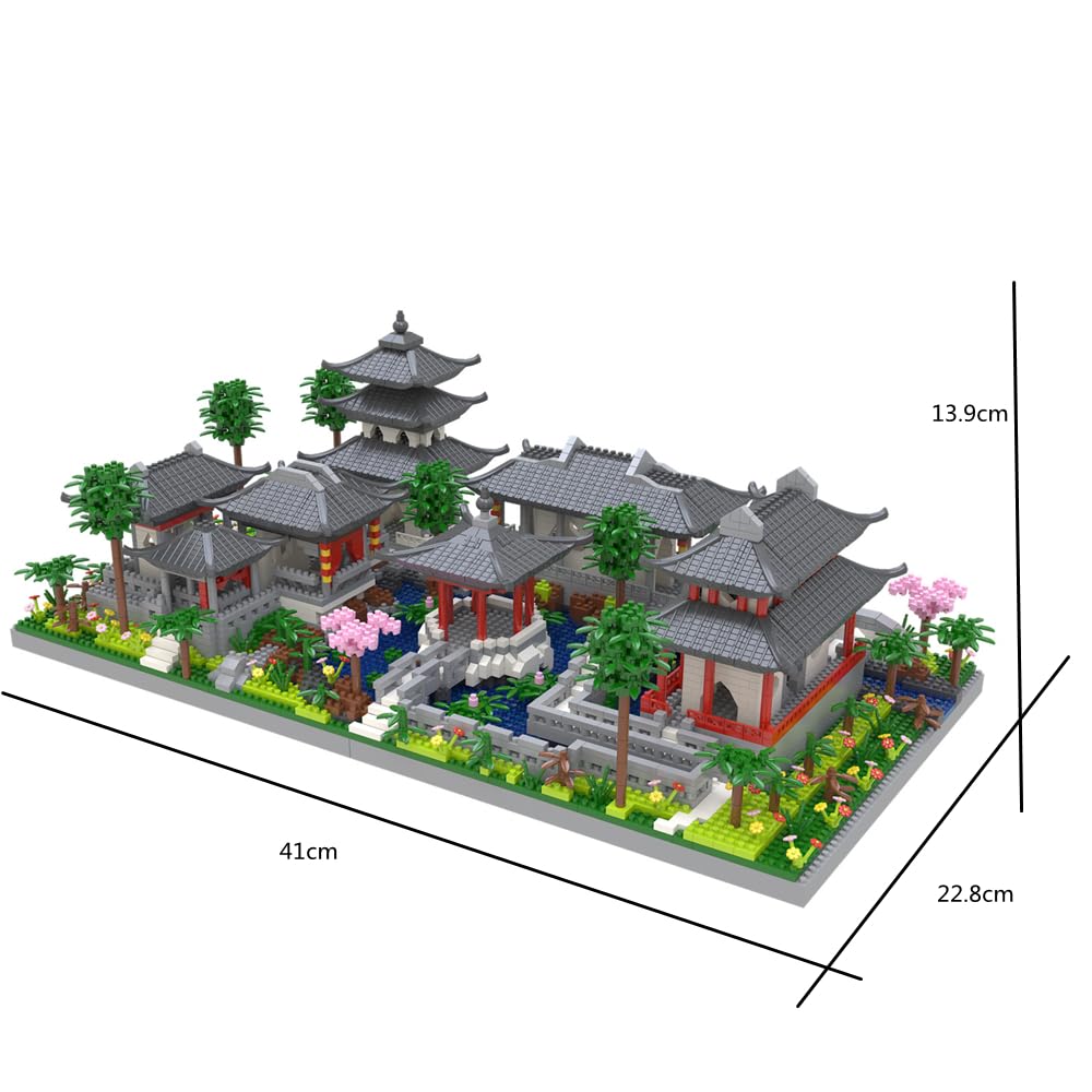 Kadablk Micro Block Set - Chinese Style Suzhou Garden, 3888 PCS, Medium, Plastic, Center of Courtyard, Model M2004 for Adults & Teens