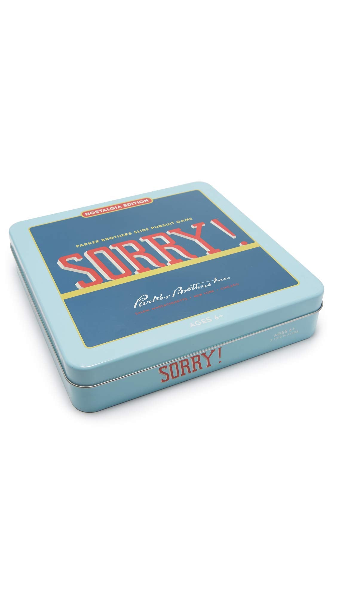 WS Game Company Sorry! Nostalgia Edition Board Game - Collectible Tin, Teal, One Size, Model WS22504, Metal Material