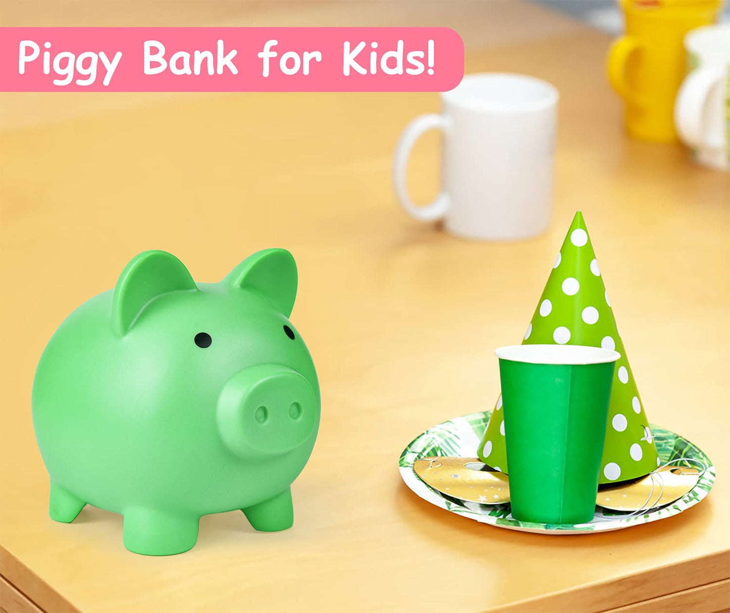 Pjdrllc Piggy Bank, Unbreakable Plastic Money Bank, Coin Bank For Girls And Boys, Medium Size Piggy Banks, Practical Gifts For Birthday, Easter, Christmas (Green)