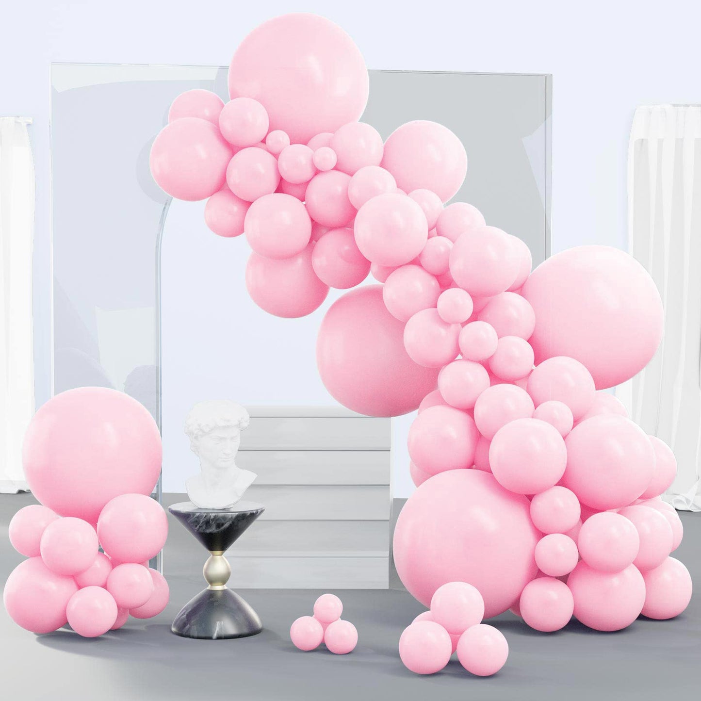 Partywoo Pastel Pink Balloons, 140 Pcs Pink Balloons Different Sizes Pack Of 18 Inch 12 Inch 10 Inch 5 Inch Baby Pink Balloons For Balloon Garland Balloon Arch As Birthday Party Decorations, Pink-Q05