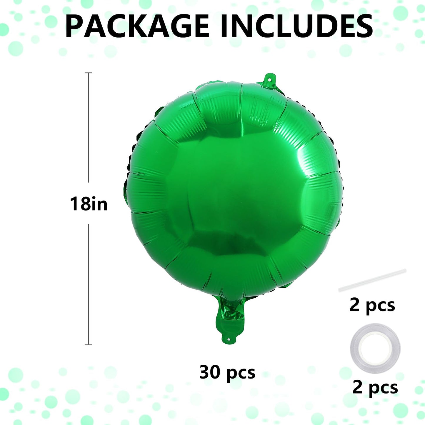 TONIFUL 30Pcs 18 Inch Round Balloons Large Green Round Shape Foil Balloons Big Green Round Helium Mylar Decorations for Birthday