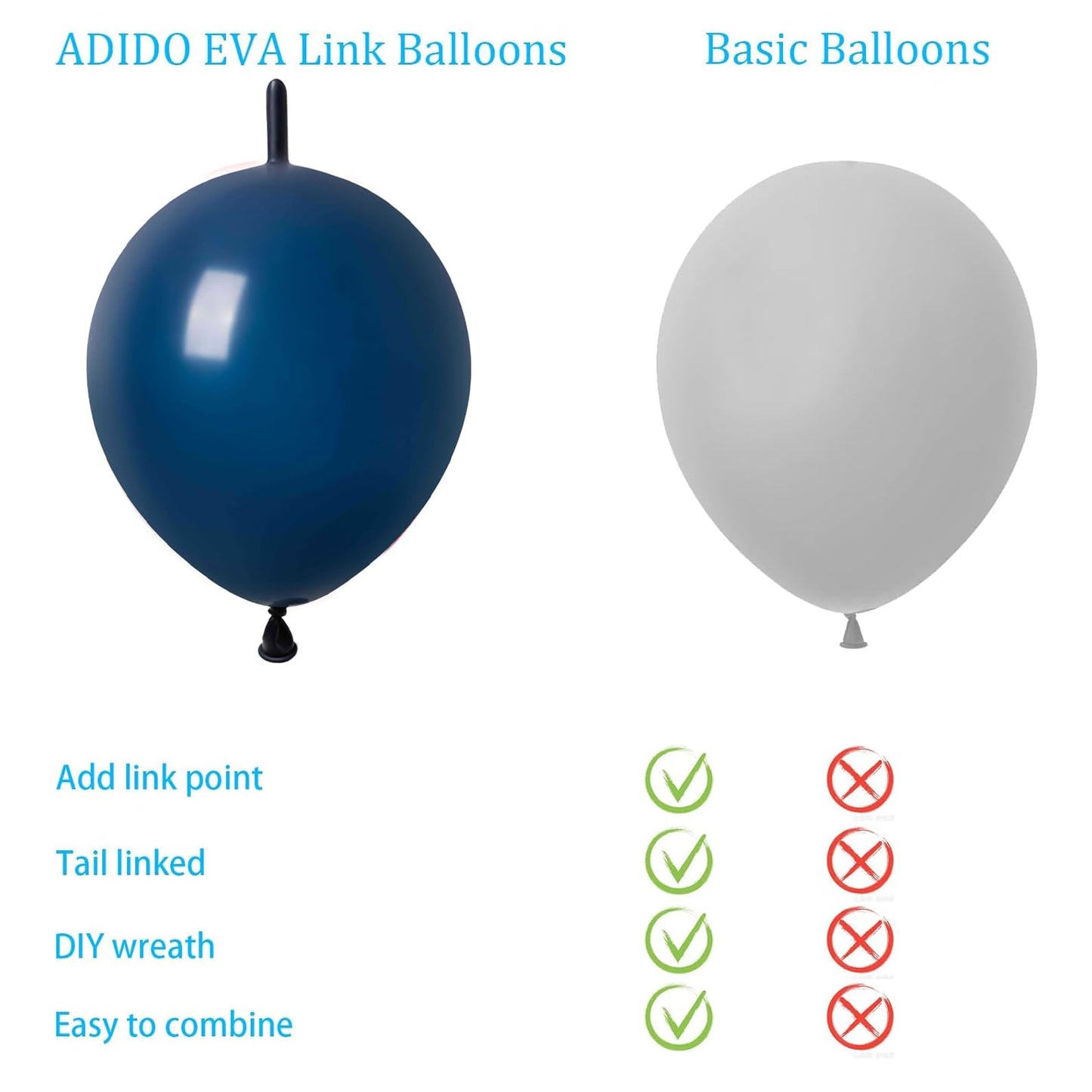 Adido Eva Link Balloons Navy Blue 6 Inch Latex Quick Linkale Balloon 80 Pcs For Birthday, Halloween, Christmas, Party Festival D