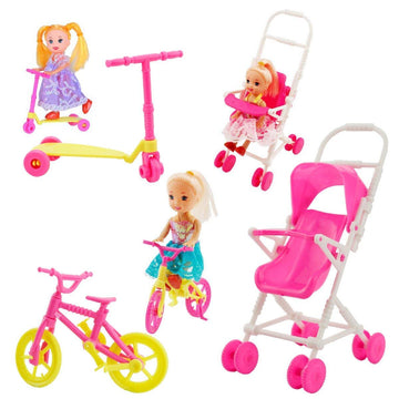 Janyun Total 114Pcs -16 Pack Doll Clothes Party Gown Outfits Set For Doll+ 98Pcs Girl Dolls Dresses Accessories Shoes Bags Necklace Mirror Hanger Tableware (Playing Style)