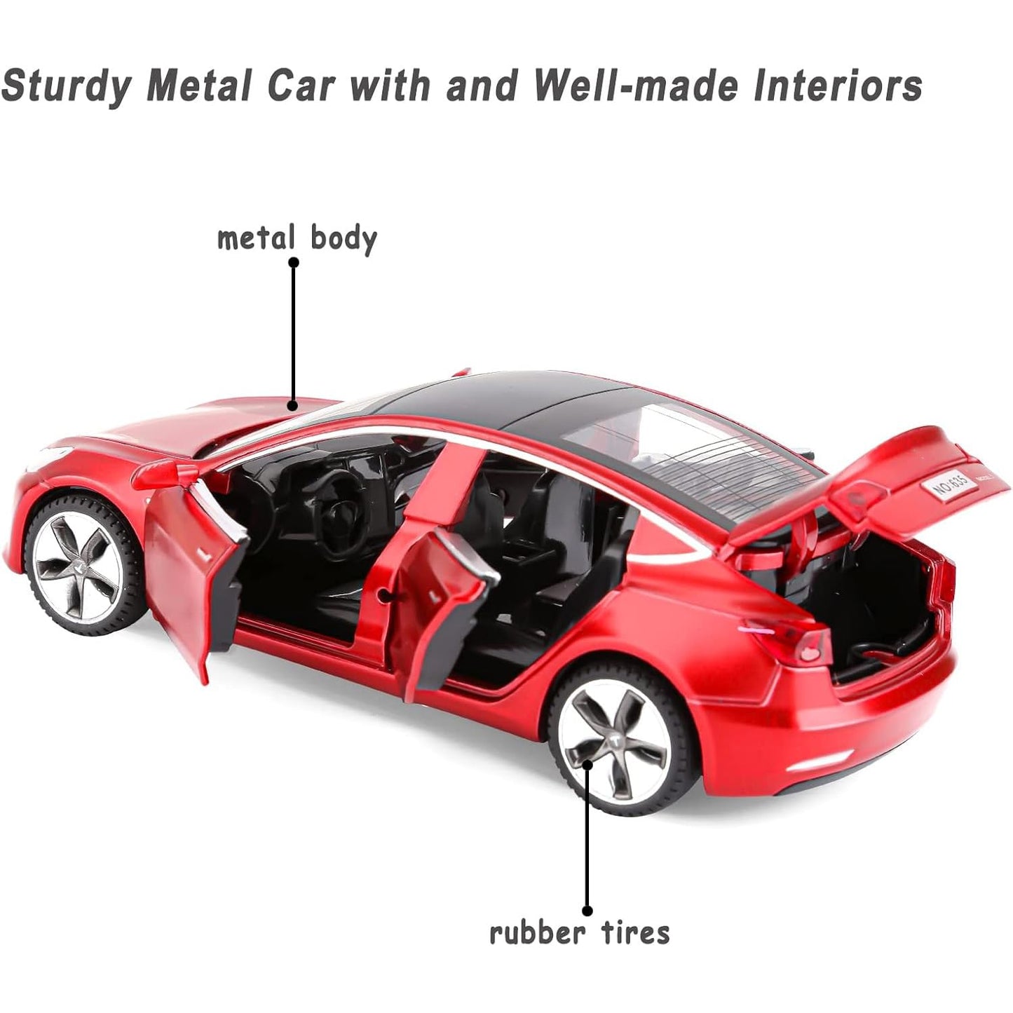 Toy Car Model 3 Diecast Metal Model Cars Pull Back car for Boys and Girls Age 3 - 12 Years Old (Red)