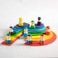 MERRYHEART Wooden Semicircle Stacker Toys, 11 Pcs Semicircle Rainbow Stacking Puzzle, Building Blocks Board Set for Kids, Learni