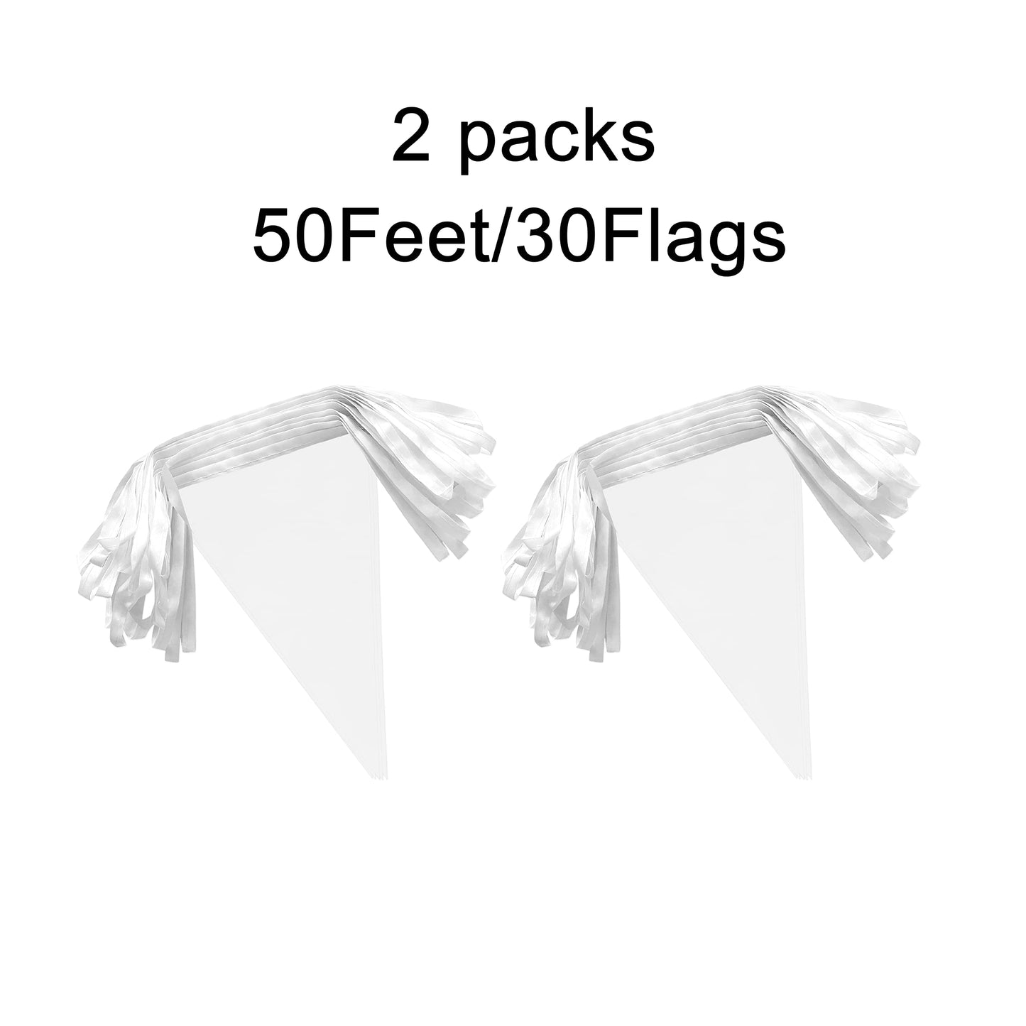 Lybutty 100 Feet White Pennant Banners Flags String Hanging Triangle Bunting Flags,Party Decorations For Grand Opening,Kids Birt