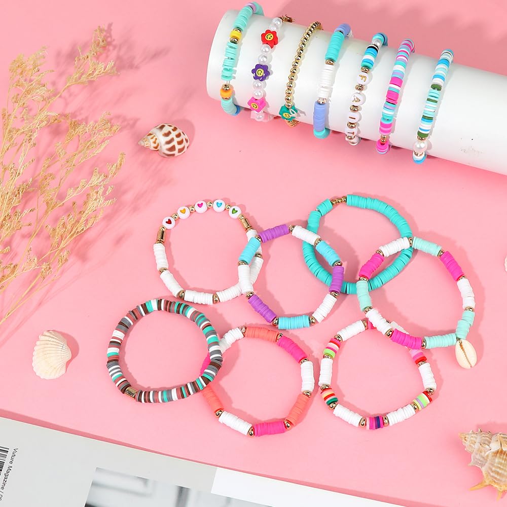 ZZLWAN Preppy Bracelets For Girls Stuff: Stackable Aesthetic Beaded Surfer Bracelets For Teen Girls Gifts Ideas