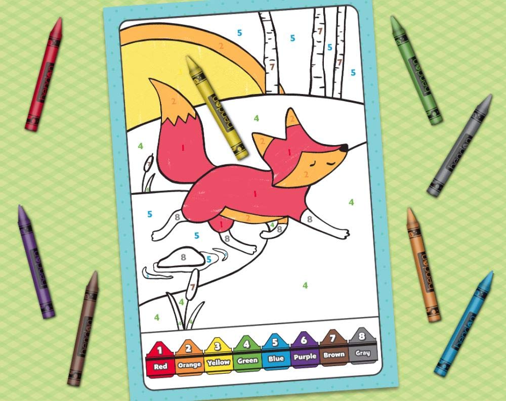 Bendon 32-Page Color by Number Coloring and Activity Book with 8 Crayons 49931