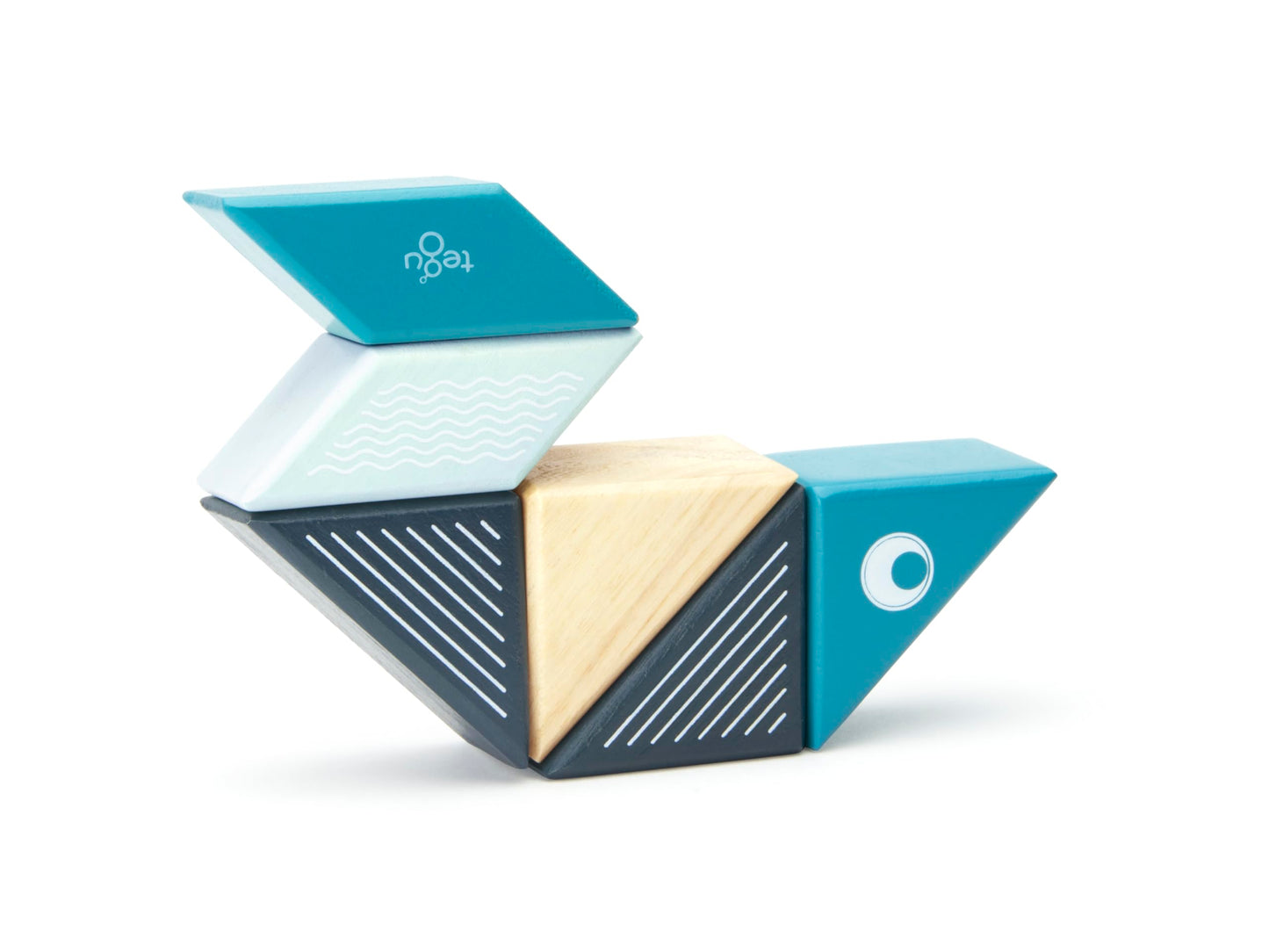 Tegu 6 Piece Travel Pal Magnetic Wooden Block Set, Whale - Eco-Friendly, Durable, Fun for Kids